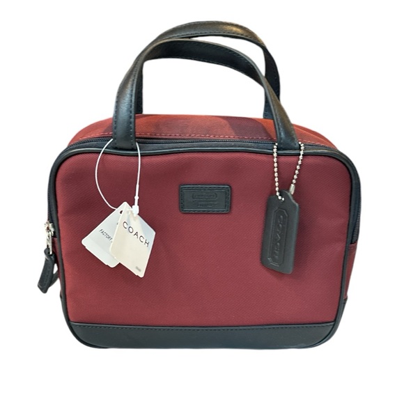 Coach Leatherware Vintage Nylon Toiletry Bag Makeup Case Maroon Black - Picture 10 of 10